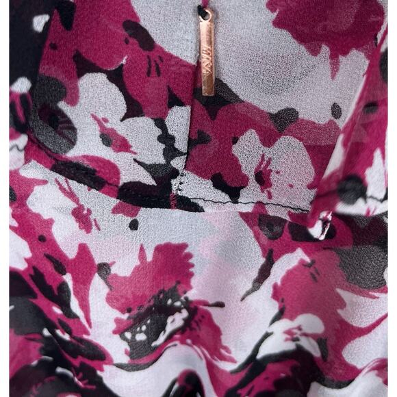 MISA Catriona Cold Shoulder Floral Midi Dress Ruffle Tiered Size Medium - Picture 7 of 10